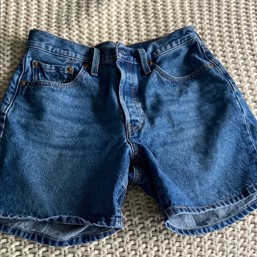 Levi's Blue Jean Shorts with Casual Distressed Hem